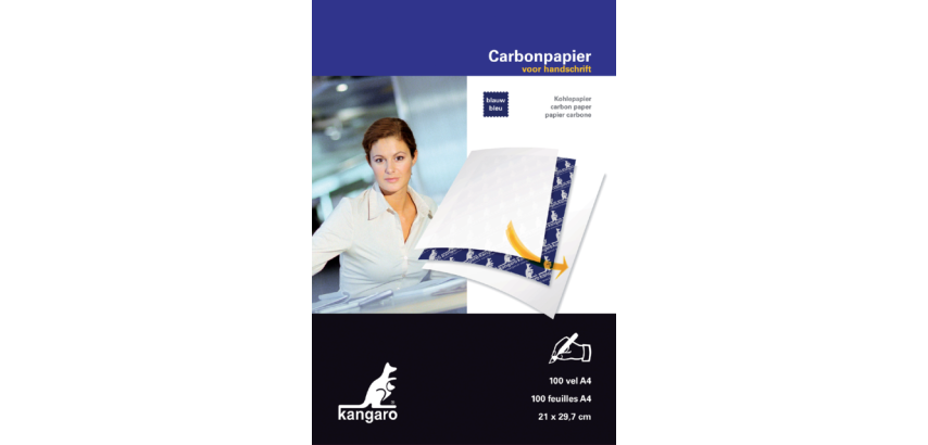 Kangaro Kohlepapier, A4-Format (21 x 29,7 cm), blau, Packung mit 100 Blättern