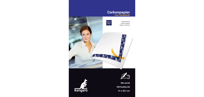 Kangaro carbon paper, A4 size (21 x 29.7 cm), blue, pack of 100 sheets