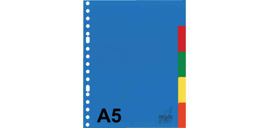 Intercalaire Kangaro A505M A5 17 perforations 5 onglets PP assorti
