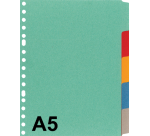 Intercalaire Kangaro P505M A5 17 perforations 5 onglets carton assorti