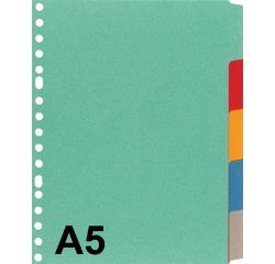 Intercalaire Kangaro P505M A5 17 perforations 5 onglets carton assorti