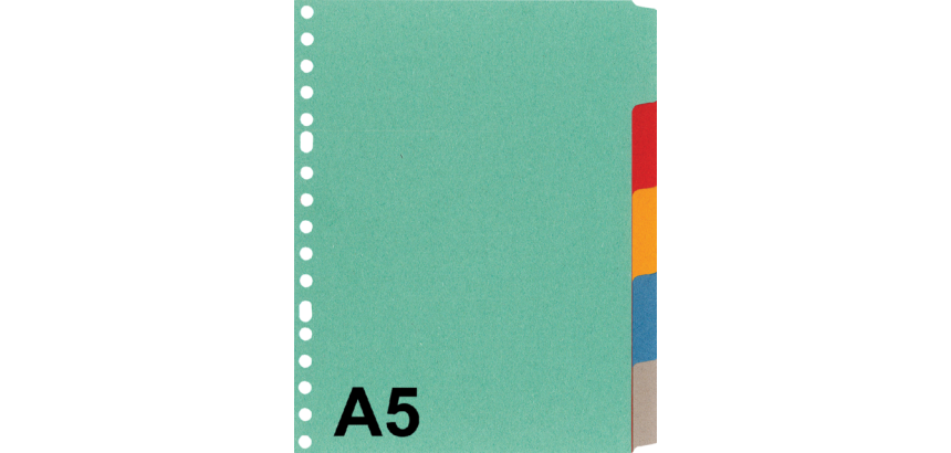 Intercalaire Kangaro P505M A5 17 perforations 5 onglets carton assorti