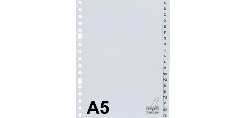 Kangaro Divider G520AZM A5 17 Holes Alphabet PP Gray