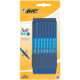 Stylo bille BIC Soft Feel Clic Grip Medium bleu blister 15 pièces