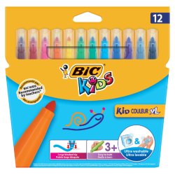 Feutre BIC Kids couleur XL assorti blister 12 pièces