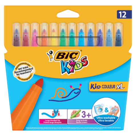 Feutres BIC Kids couleur XL assorti blister 12 pièces