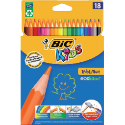 Crayons Couleur BIC Kids Evolution 18 couleurs assorti