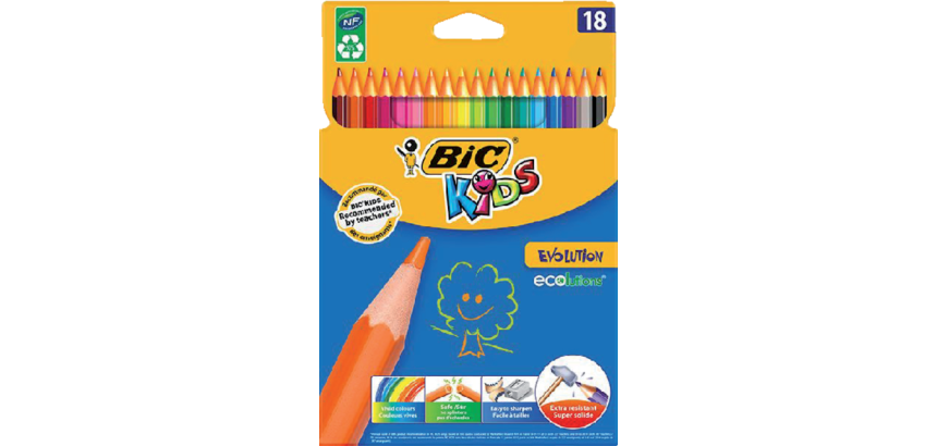 Crayon de couleur BIC Kids Evolution ECOlutions blister 18 couleurs