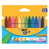 Craie de coloriage BIC Kids 857 Plastidecor triangle assorti étui 12 pièces