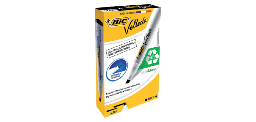 Marqueur tableau blanc BIC Velleda 1751 biseau Large assorti 4 pièces
