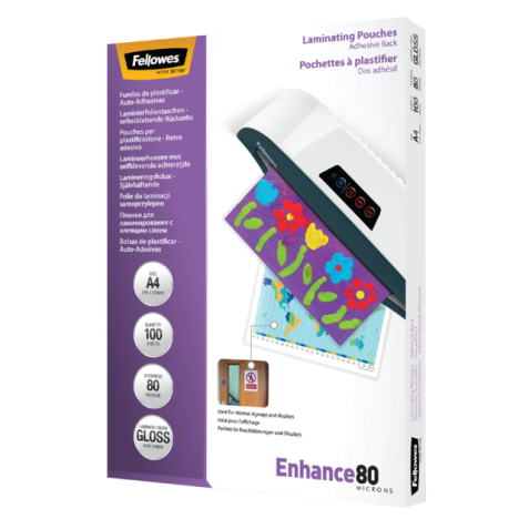 Pochette de plastification Fellowes A4 autocollante 2x80micron 100 pièces