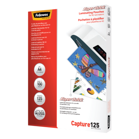 Pochette de plastification Fellowes A4 Superquick 2x125micron 100 pièces