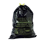 Sac poubelle Komo 60L à lien coulissant noir rouleau 15 pièces