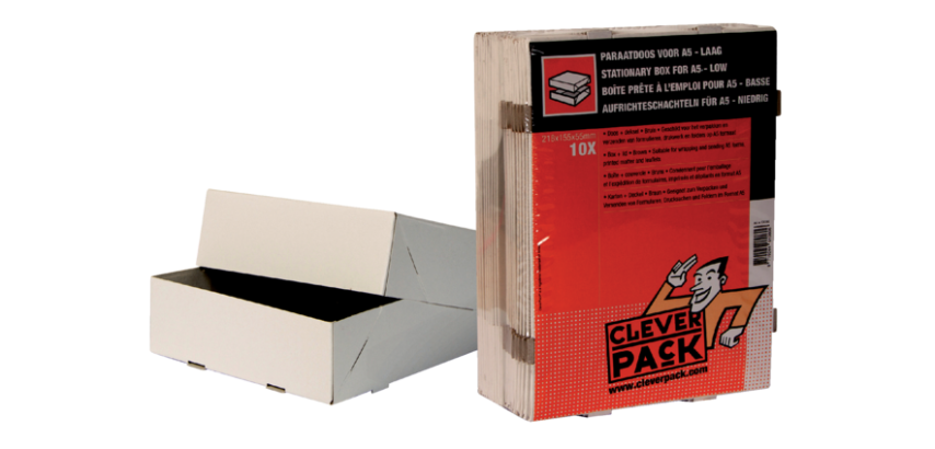 Boîte télescopique CleverPack A5 218x155x55mm p/500 feuilles blanc 10 pièces