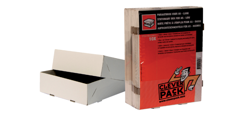 Boîte télescopique CleverPack A5 218x155x55mm p/500 feuilles blanc 10 pièces