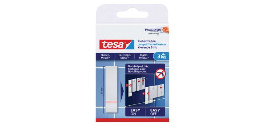 tesa® Adhesive Strip Tile & Metal 3kg white 6 pieces