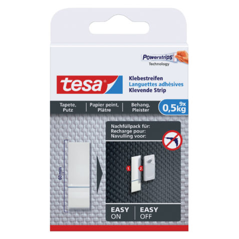 Languettes adhésives tesa® papier peint et plâtre 0,5kg blanc 9 pièces