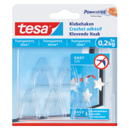 Crochet adhésif tesa® transparent 0,2kg 5 pièces