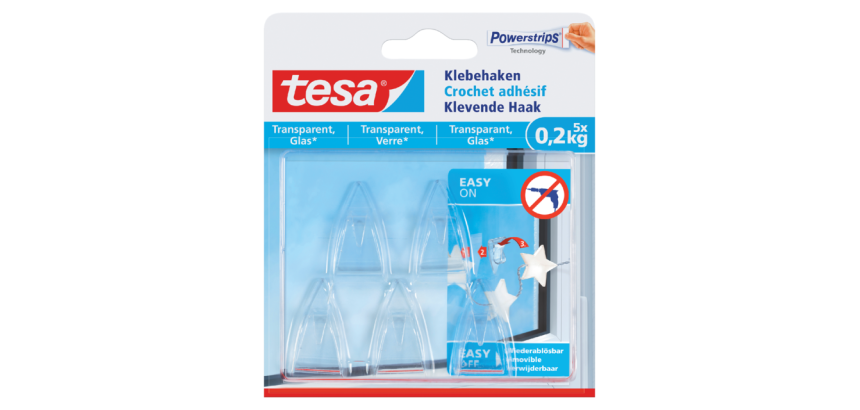 Klevende haak tesa® 0,2kg transparant 5 stuks
