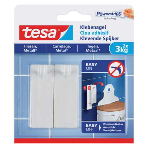 Klevende Spijker tesa® tegels & metaal 3kg wit 2 stuks