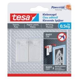 Klevende spijker tesa® behang en pleisterwerk 0,5kg wit 2 stuks