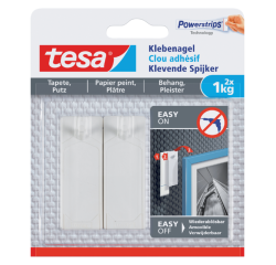 Klevende spijker tesa® behang en pleisterwerk 1kg wit 2 stuks