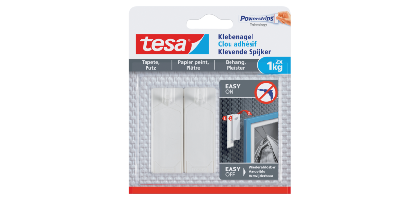 Adhesive nail tesa® Wallpaper & Plaster 1kg white 2 pieces