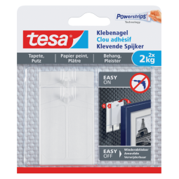 Clou adhésif tesa® Papier peint & Plâre 2kg blanc 2 pièces