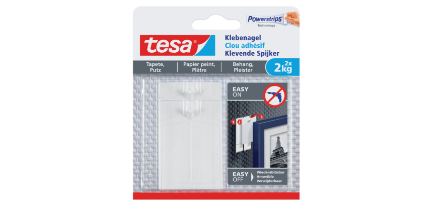 Klevende spijker tesa® behang en pleisterwerk 2kg wit 2 stuks