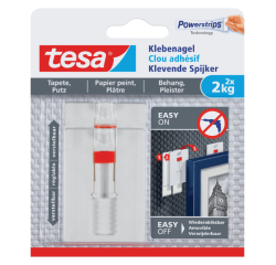 Klevende spijker tesa® behang en pleisterwerk 2kg verstelbaar wit 2 stuks