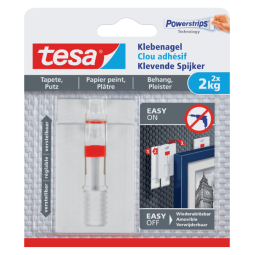 Clou adhésif tesa® Papier peint & Plâtre réglable 2kg blanc 2 pièces