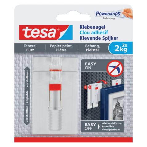 Clou adhésif tesa® Papier peint & Plâtre réglable 2kg blanc 2 pièces