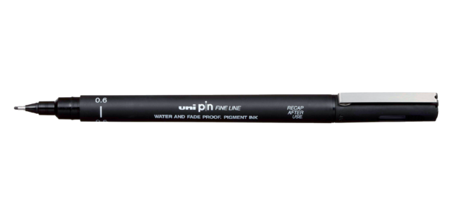 Fineliner Uni-ball Pin 0.6mm zwart
