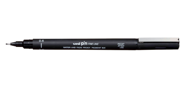 Fineliner Uni-ball Pin 0.6mm zwart