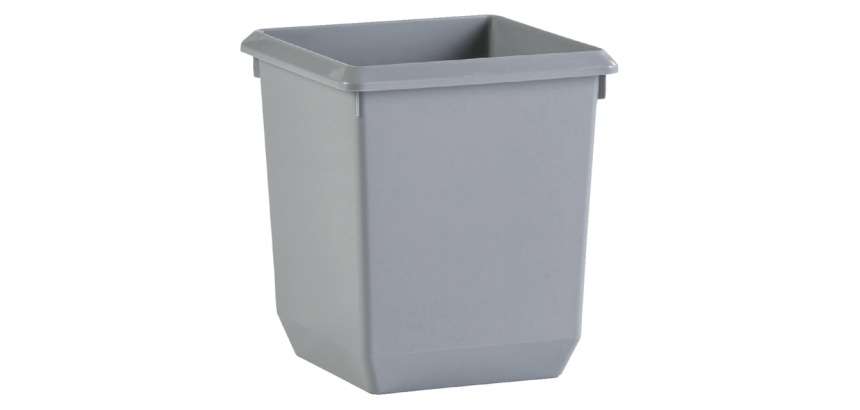 Square conical synthetic wastepaper basket 27L gray