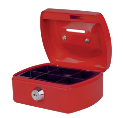 Coffret caisse Pavo avec fente tirelire 125x95x60mm rouge