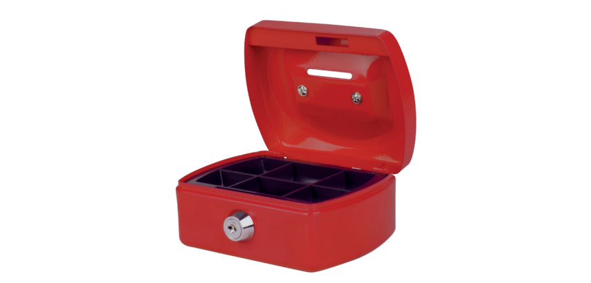 Pavo cash box with piggy bank slot 125x95x60mm red