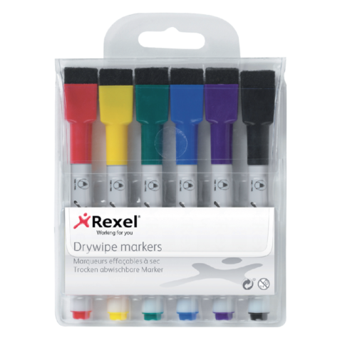 Whiteboardstift Rexel mini assorti 6 stuks