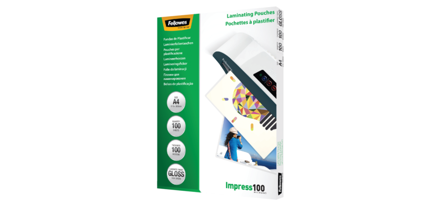 Fellowes Laminating Pouch A4 2x100 Micron Glossy 100 Pieces