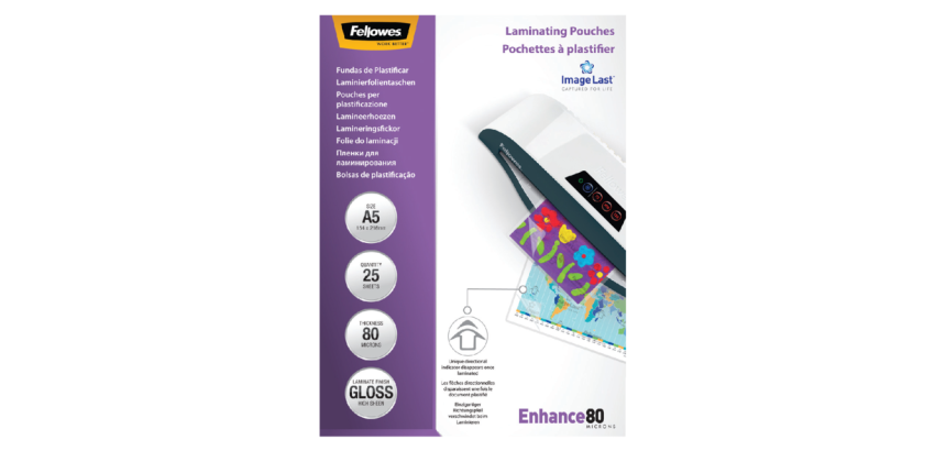 Fellowes lamineerhoes Enhance80 ft 154 x 216 mm,  160 micron (2 x 80 micron), pak van 25 stuks