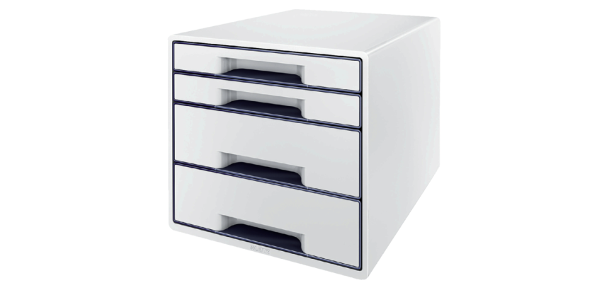 Ladenblok Leitz WOW CUBE A4 maxi 4 laden wit/grijs