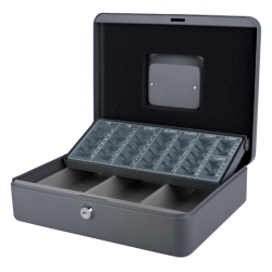 Coffret caisse Pavo avec trieur monnaie 300x240x90mm gris