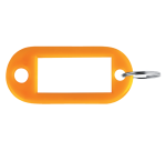 Orange plastic Pavo keychains, 100 pieces