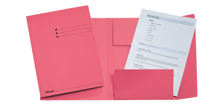 Esselte Folio-Mappe mit 3 Klappen, Manila 275g, Rosa
