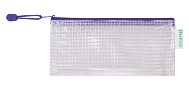 Pochette rangement Tarifold avec zip 250x130mm PVC bleu