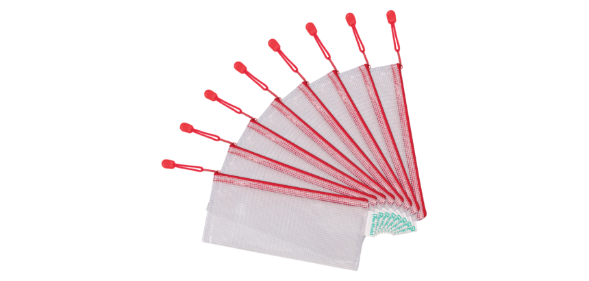 Pochette rangement Tarifold avec zip 250x130mm PVC rouge