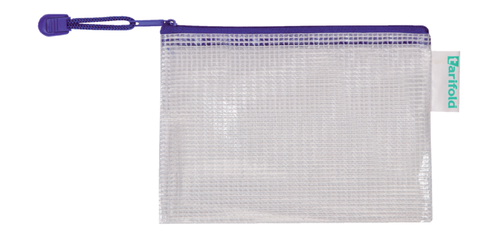 Tarifold storage pouch with zip 175x125mm blue PVC