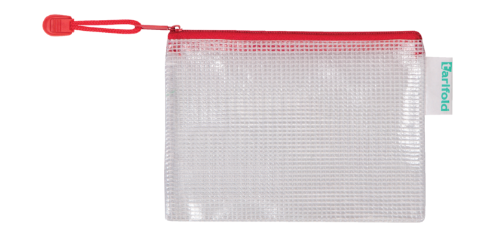 Pochette rangement Tarifold avec zip 175x125mm PVC rouge