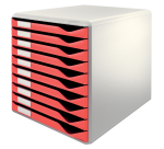Form organizer module, 10 drawers, gray/red