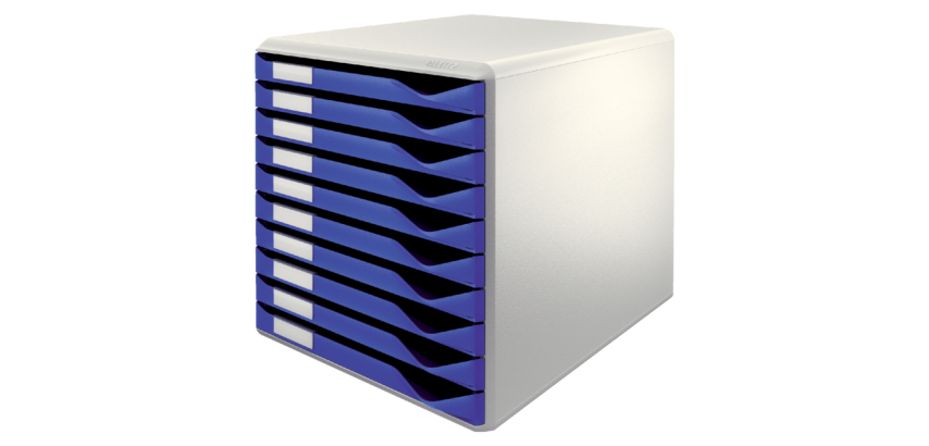 Ladenblok Leitz A4 10 laden blauw/wit